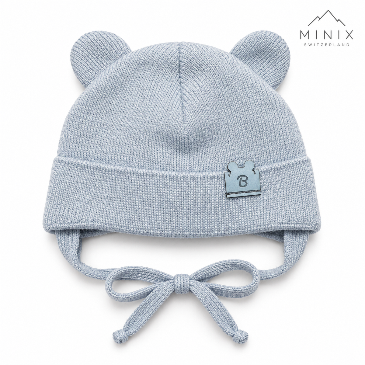 Baby Boy Knitted Cap with Bear Ears – Light Blue