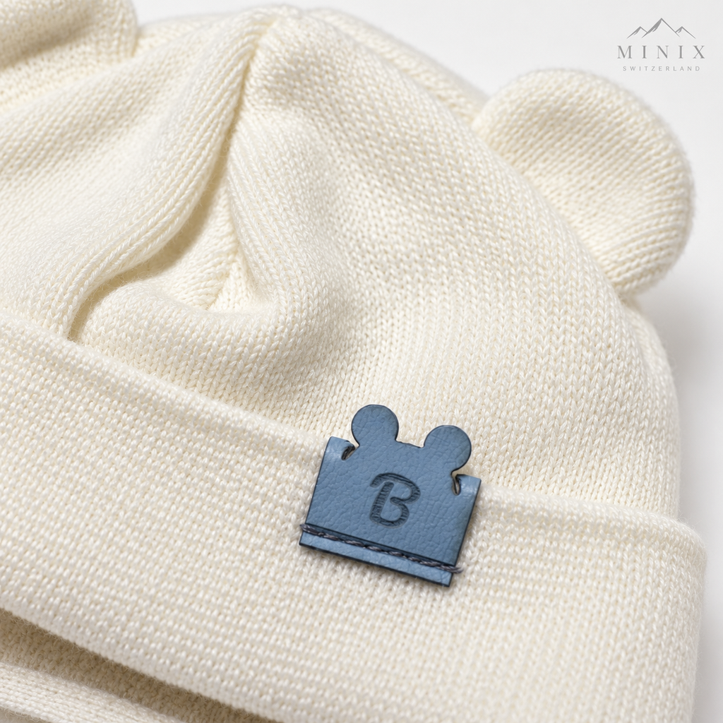 Baby Boy Knitted Cap with Bear Ears – Cream