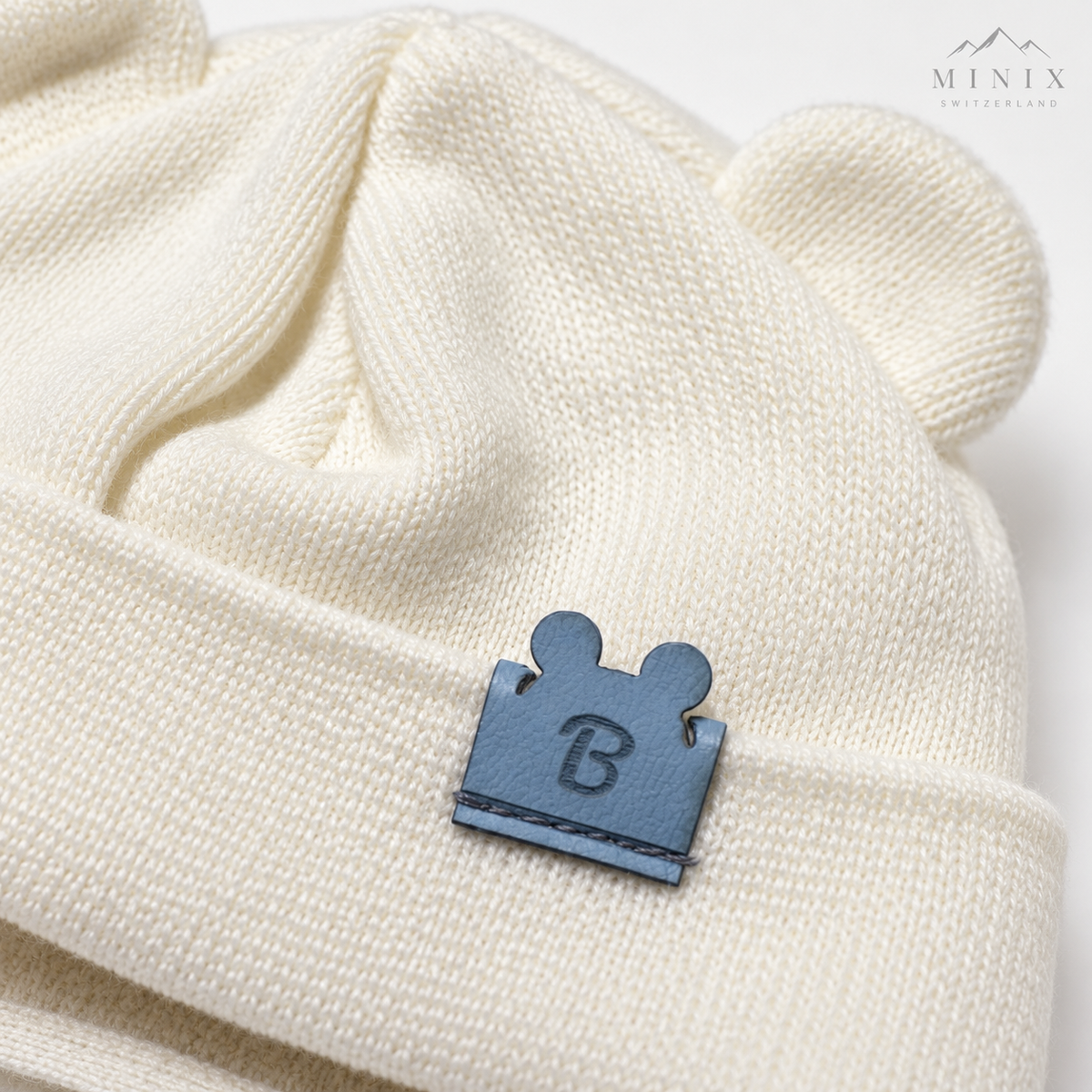 Baby Boy Knitted Cap with Bear Ears – Cream