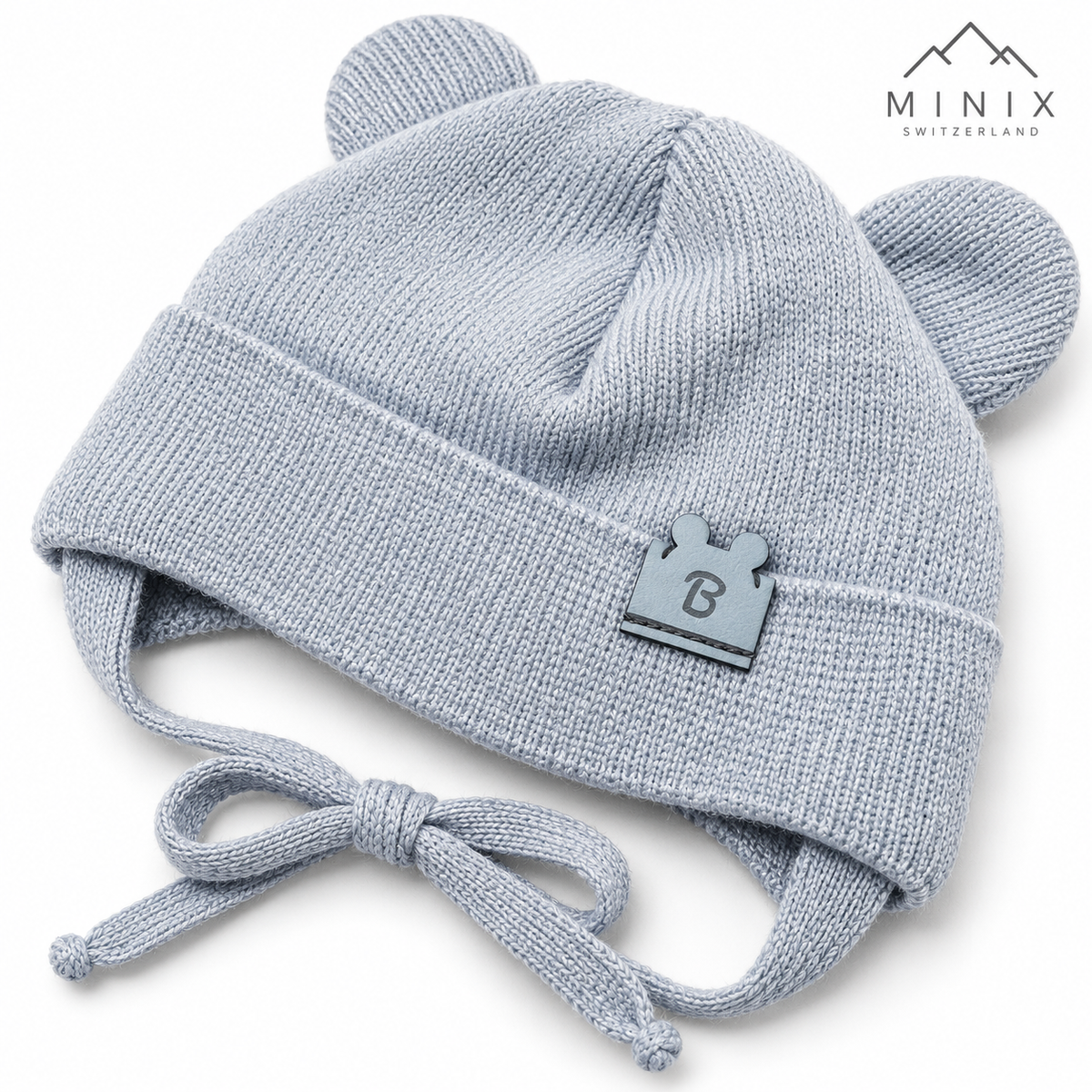 Baby Boy Knitted Cap with Bear Ears – Light Blue