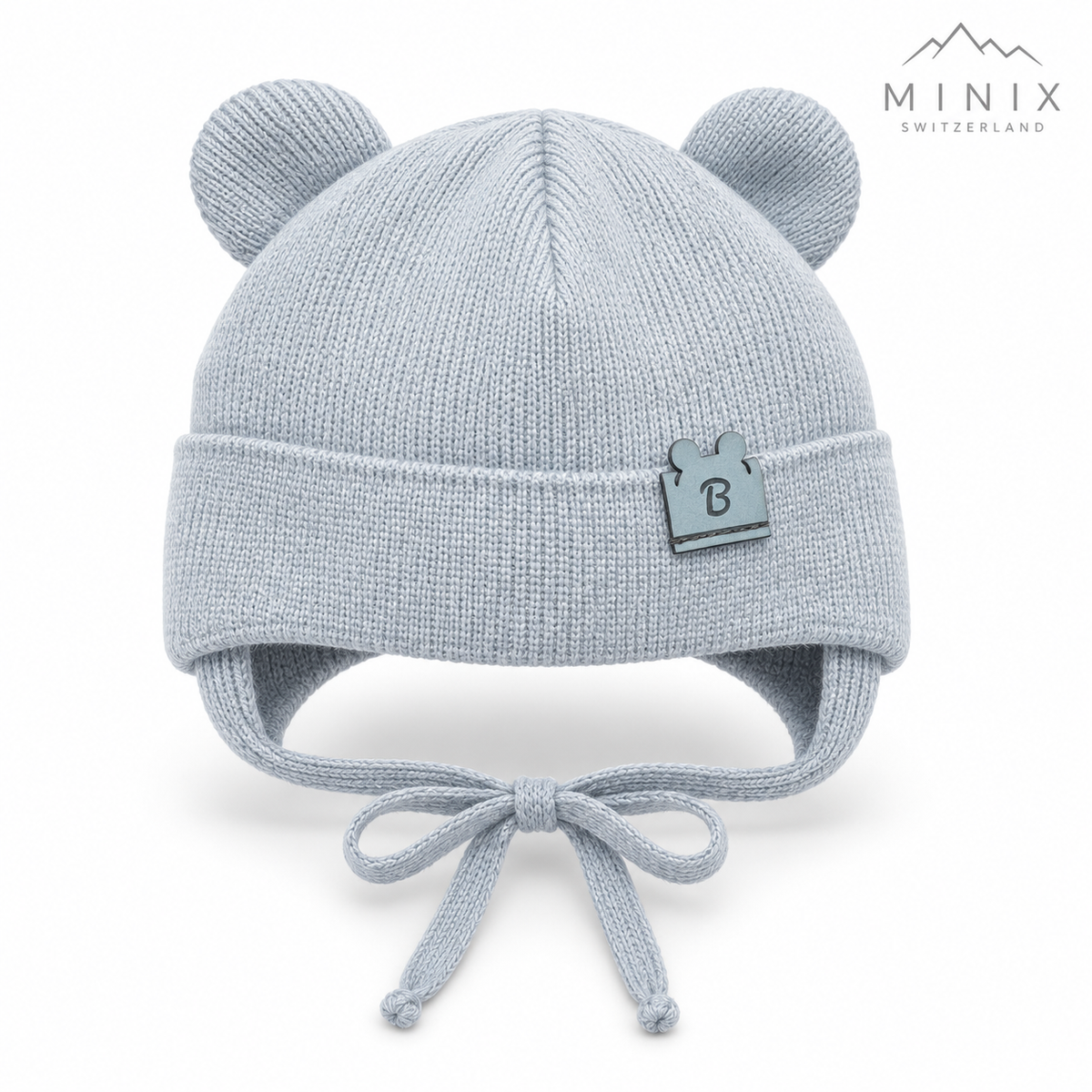 Baby Boy Knitted Cap with Bear Ears – Light Blue