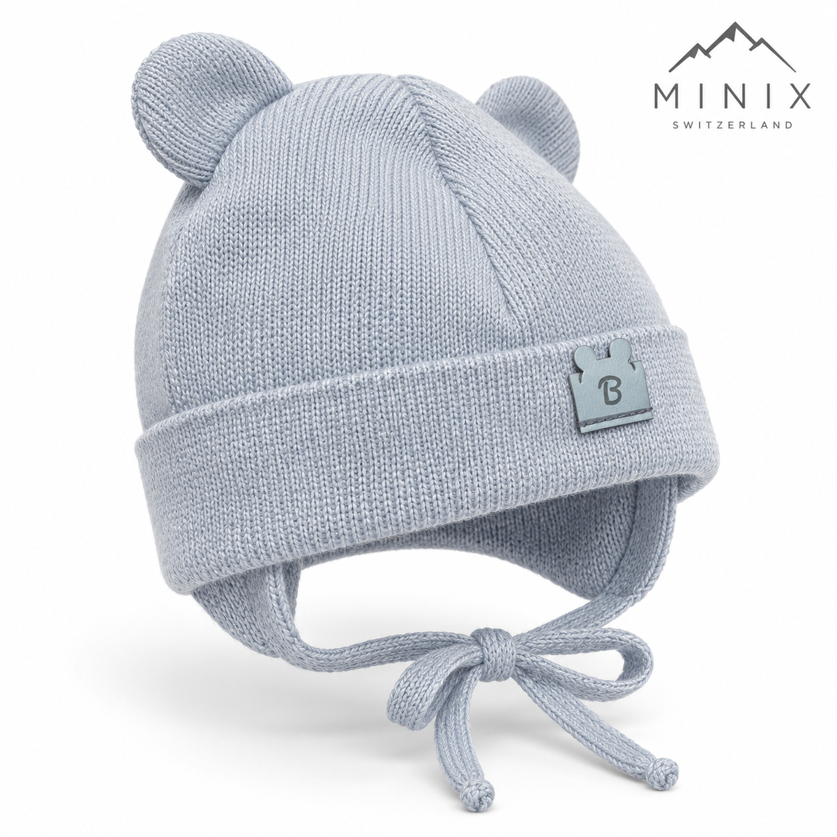 Baby Boy Knitted Cap with Bear Ears – Light Blue