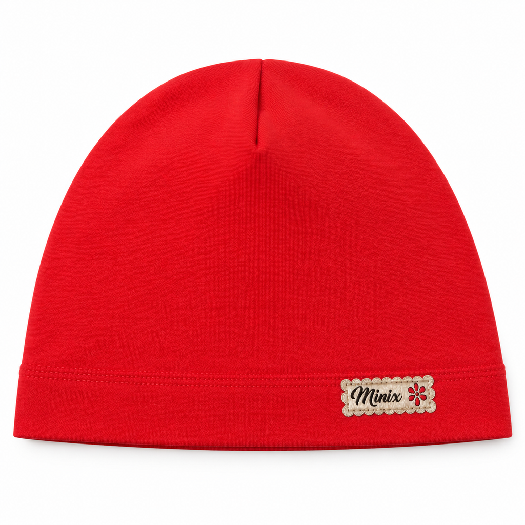 Girls coral cotton beanie with scalloped MINIX label – MINIX Switzerland
