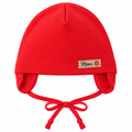 Girls coral cotton cap with ear flaps and tie strings – MINIX Switzerland