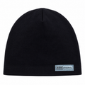Black kids cotton beanie with metallic MM Original label – front view
